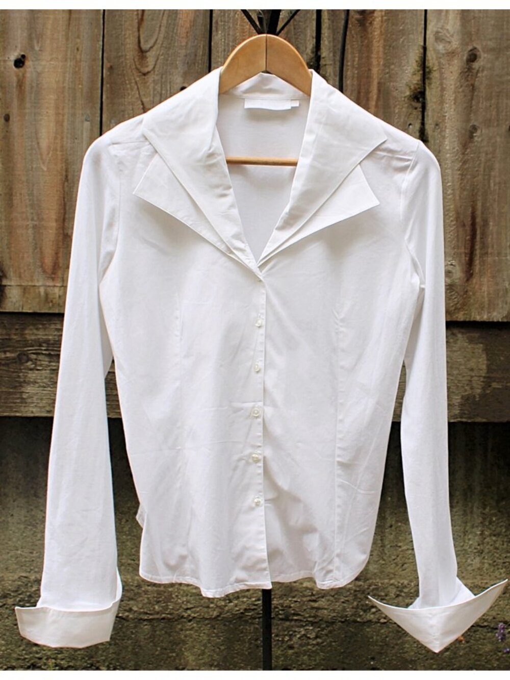Anne Fontaine - "Christie" Double Collar Blouse in White, size 40